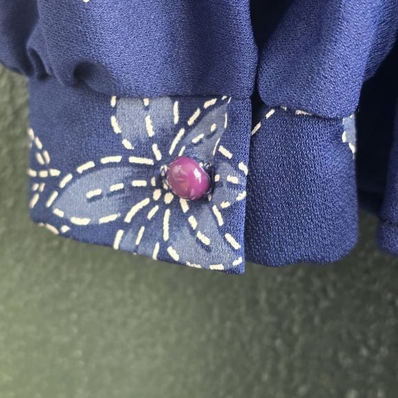 1980's Vintage Blue & White Floral Dress Size Large - Picture 9 of 11